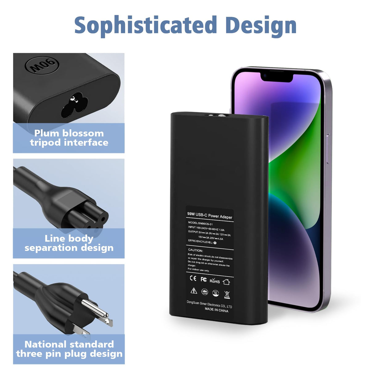 LHYSFIY 90W USB C charger cable close up with durable construction