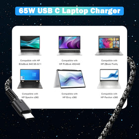 LHYSFIY Slim 65W USB-C charger compatible with Chromebook for versatile computing.