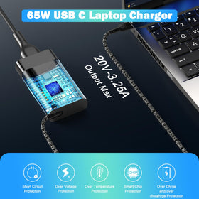 LHYSFIY Slim 65W USB-C charger compatible with EliteBook series for efficient charging.