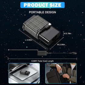 LHYSFIY Slim 65W USB-C charger package includes AC adapter and power cable.