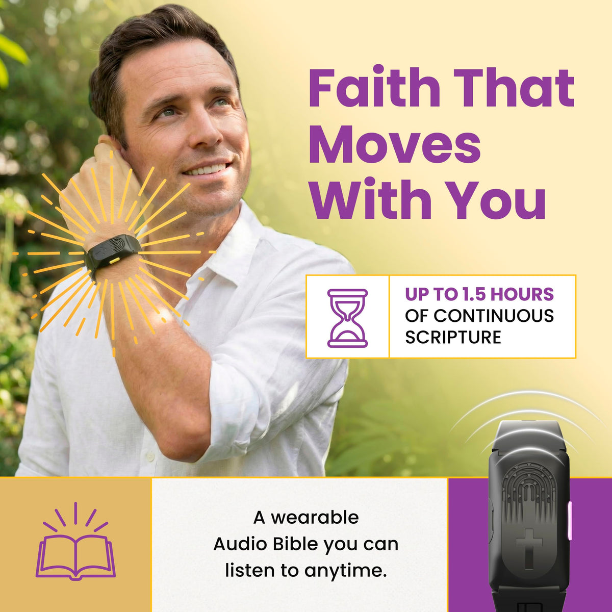 LIAISE Audio Bible Watch built-in speaker for simple verse playback on demand