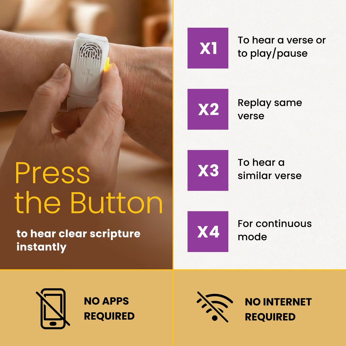 LIAISE Audio Bible Watch interchangeable strap lets you switch looks.