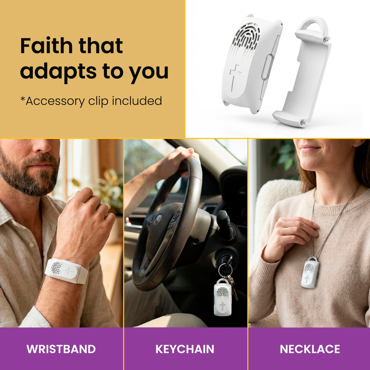 LIAISE Audio Bible Watch white band for versatile daily use.