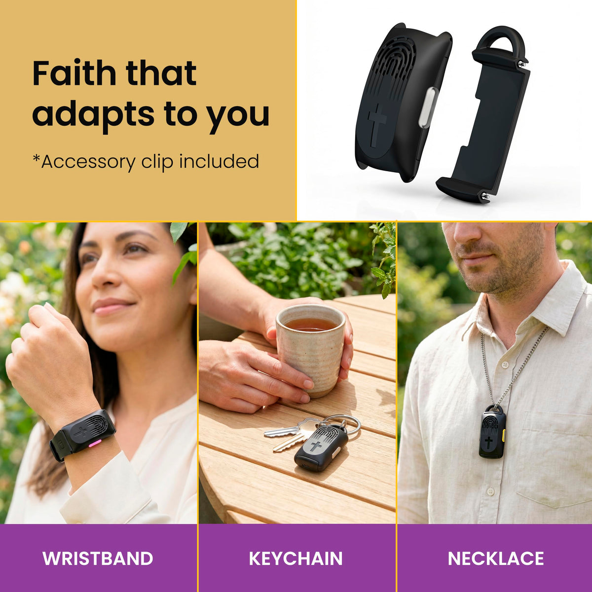 LIAISE interchangeable strap black option matches casual outfits.