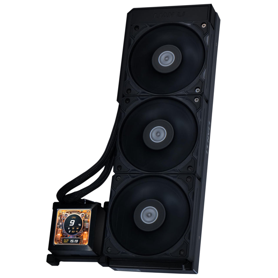 Lian Li HydroShift 360 AIO side-mounted coolant pathway enables a sleek, cable-free look.