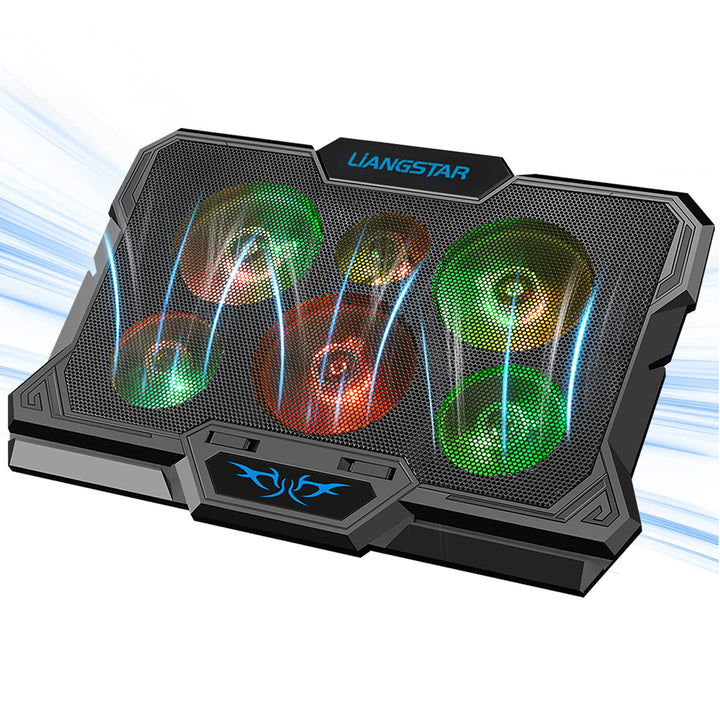 LIANGSTAR front view of cooler with laptop showing improved airflow and stability