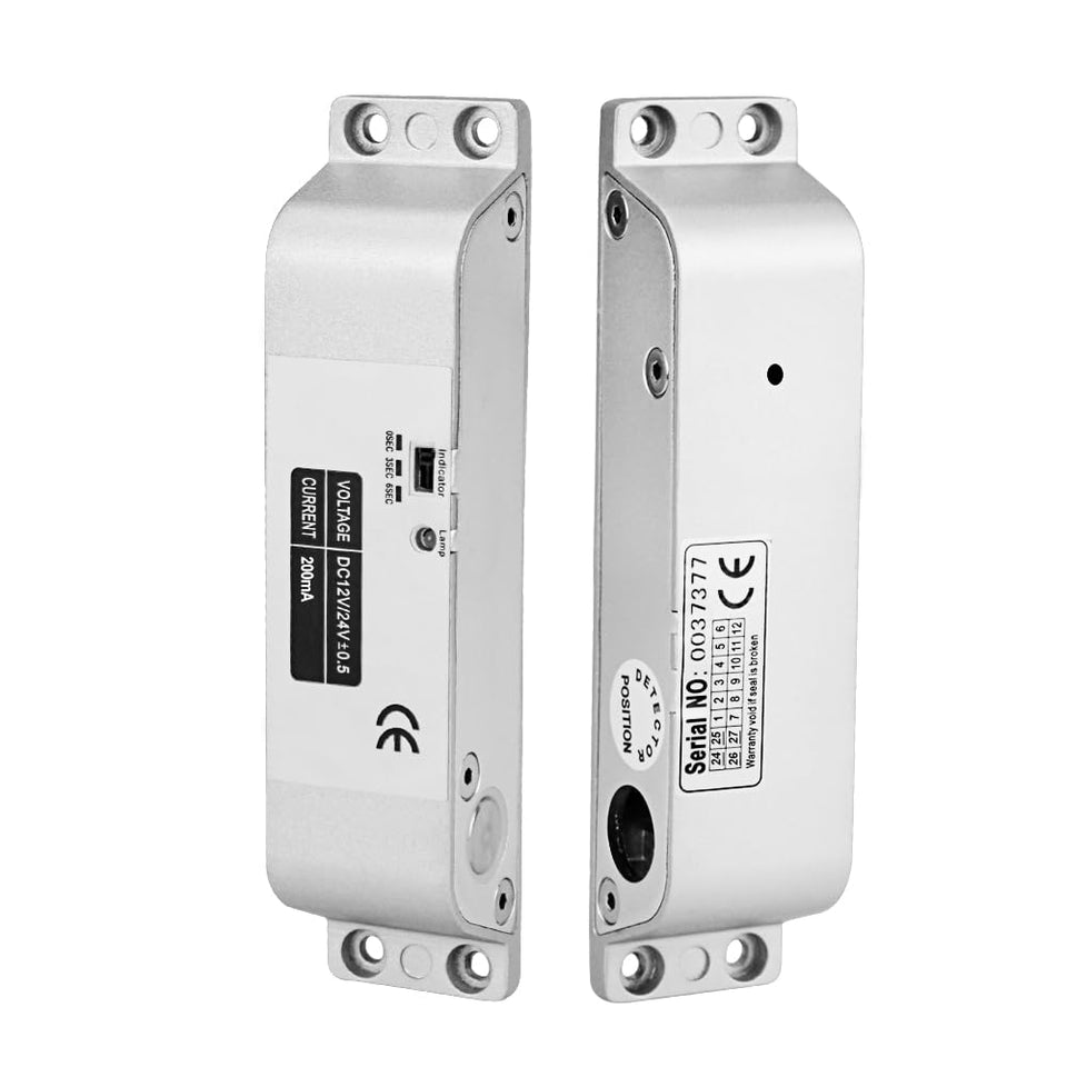 LIBO Smart Home electric drop bolt lock front view shows compact fail safe design for secure entry