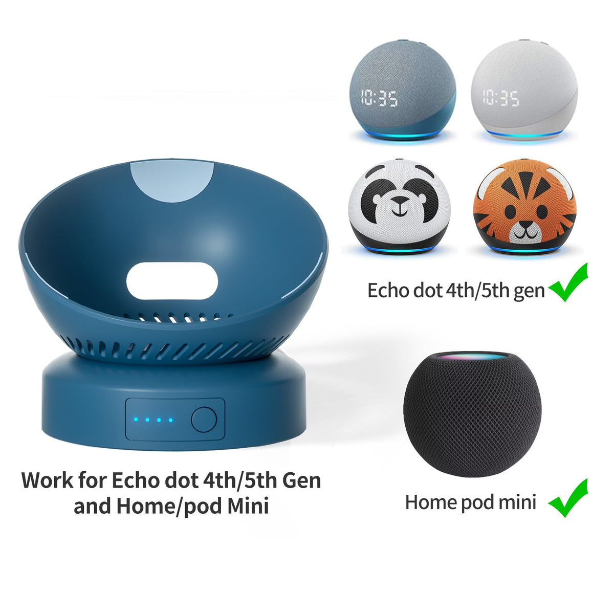 Liboer battery base supports Echo Dot 4 Gen on the go