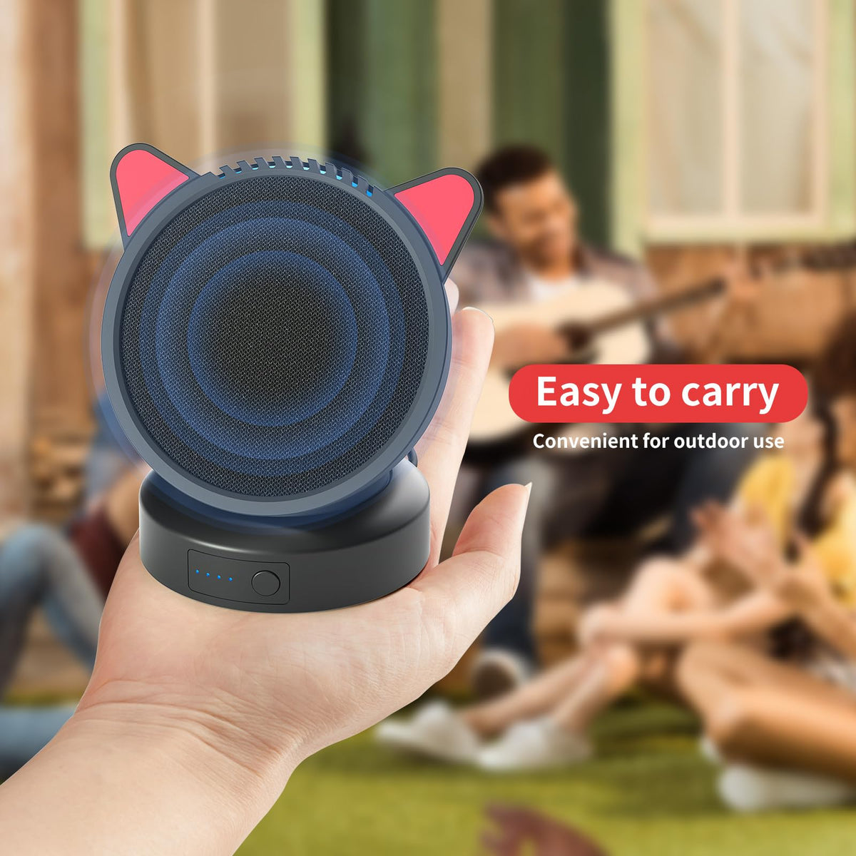 Liboer Ech-o Po-p battery base stand feature supports hands-free use.