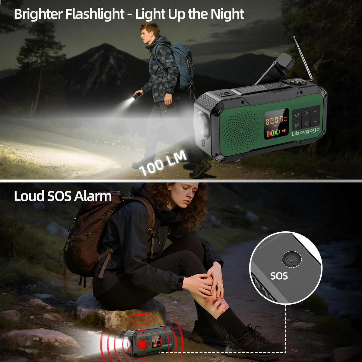 Libovgogo emergency radio compact, portable design for kits.