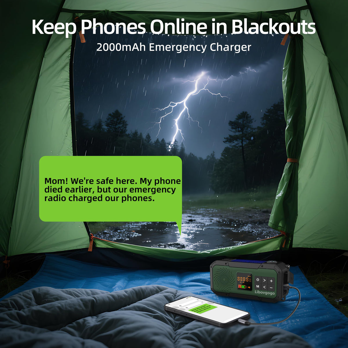 Libovgogo emergency radio hand crank powers off-grid needs.