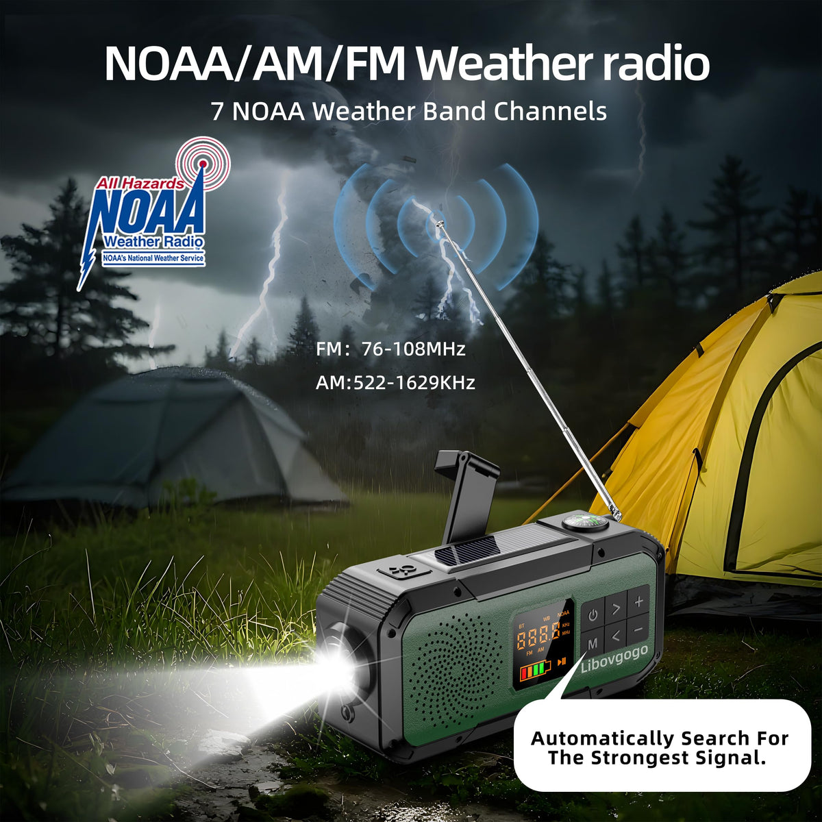 Libovgogo emergency radio NOAA weather display during storms for alerts.