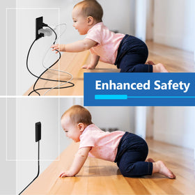 LIDER 3ft cord and grounded plug detail enabling easy reach from recessed outlets
