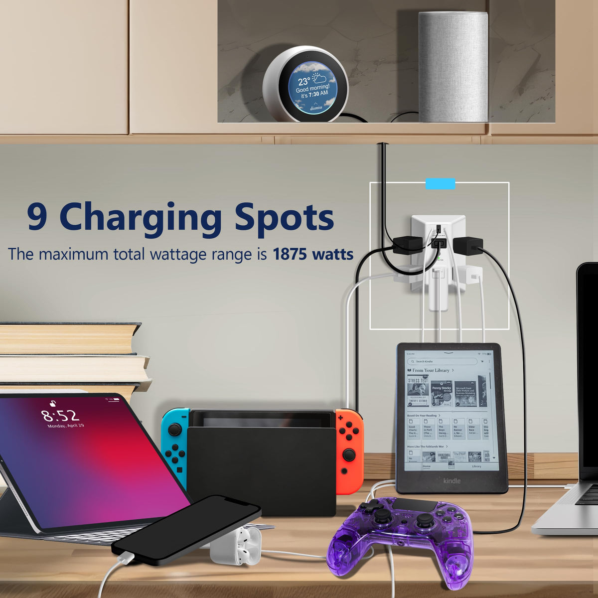 LIDER closeup of USB Type-A and Type-C ports highlighting fast 20W 4.2A combined charging