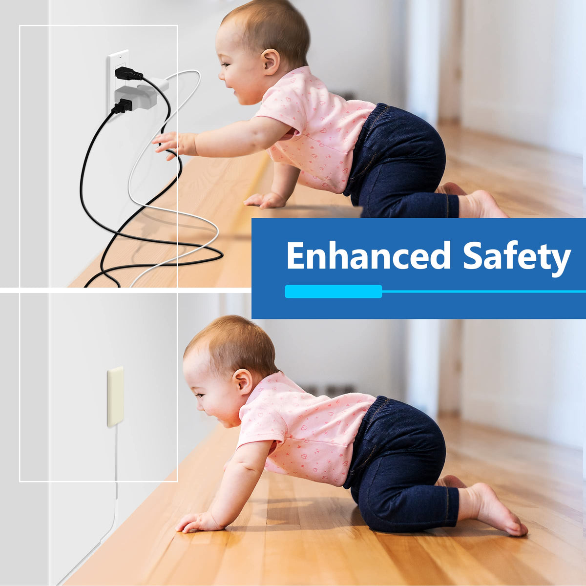 LIDER 8ft cord and grounded plug showing flexible reach and safer placement