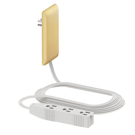 LIDER flat-face outlet extender front view showing slim profile and three receptacles for tidy power