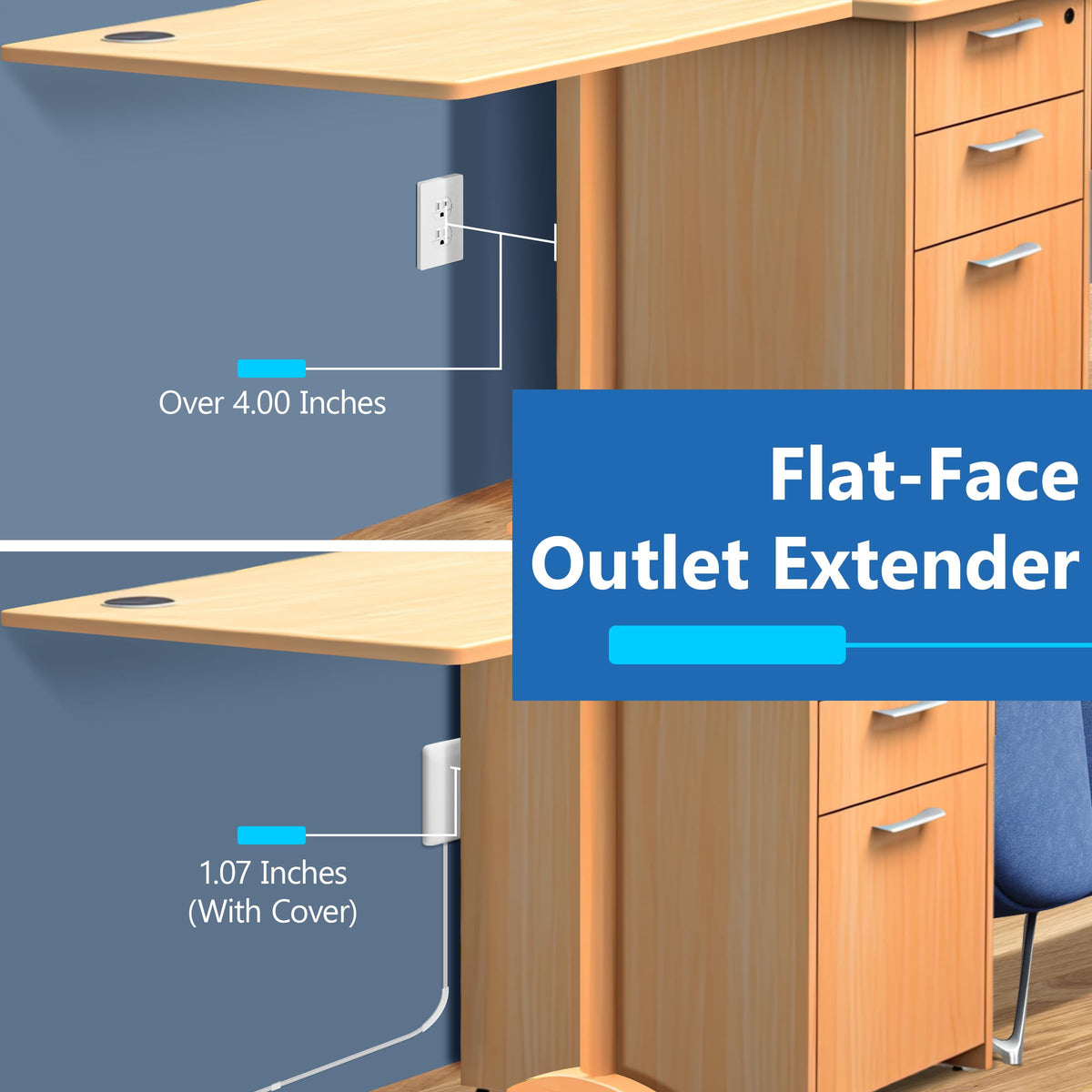LIDER top view of four AC outlets, allows powering multiple devices