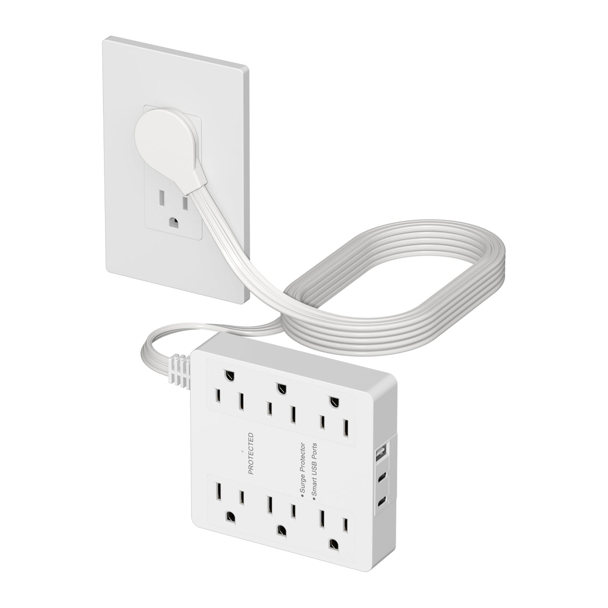 LIDER front view showing six outlets and USB ports for neat multi-device power