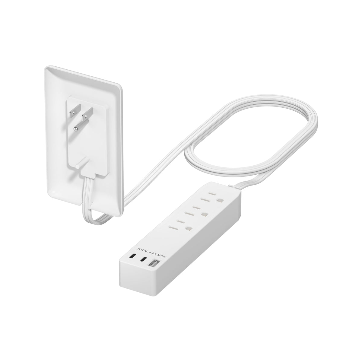 LIDER front face matte white showing outlets and USB for tidy power
