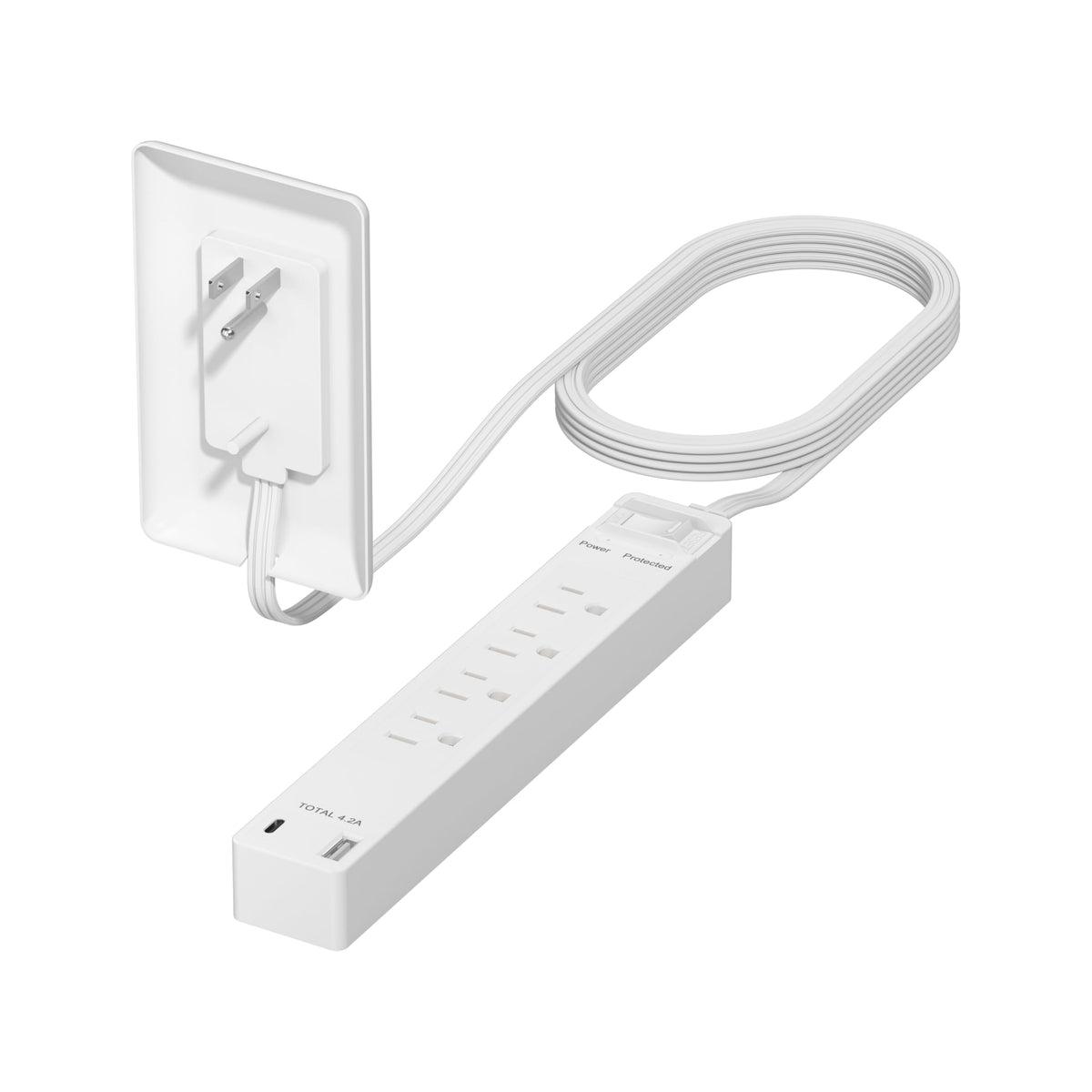 LIDER front view showing outlets and USB ports, keeps workspace organized