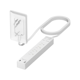 LIDER front view showing outlets and USB ports, keeps workspace organized