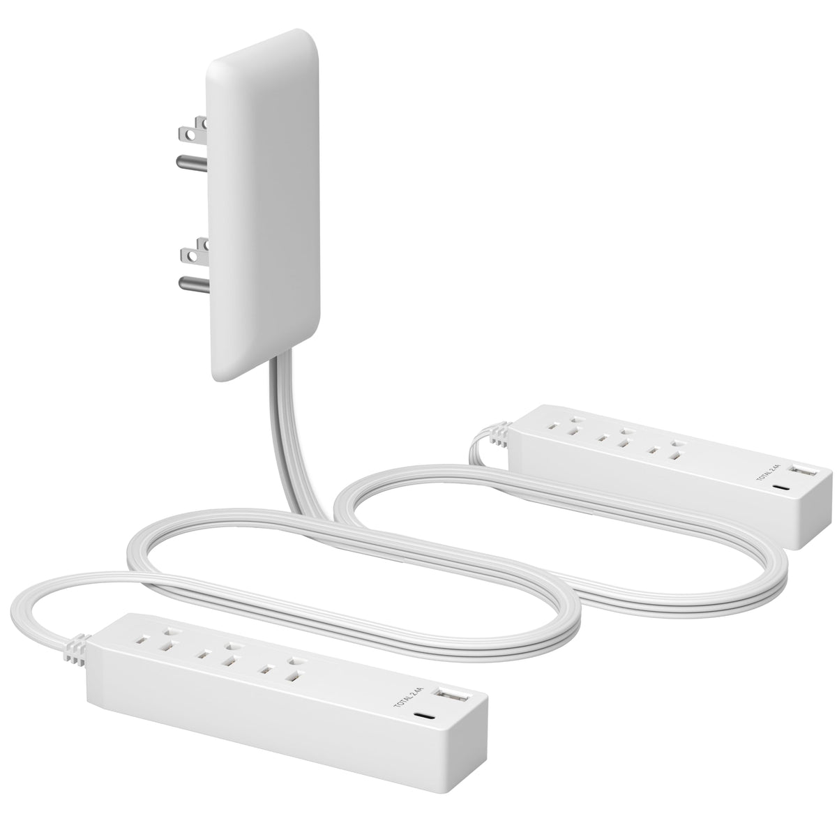 LIDER front view matte white showing outlets and USB ports for organized charging