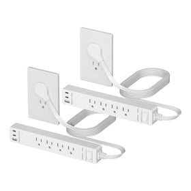 LIDER front view matte white showing four outlets and USB ports for neat charging
