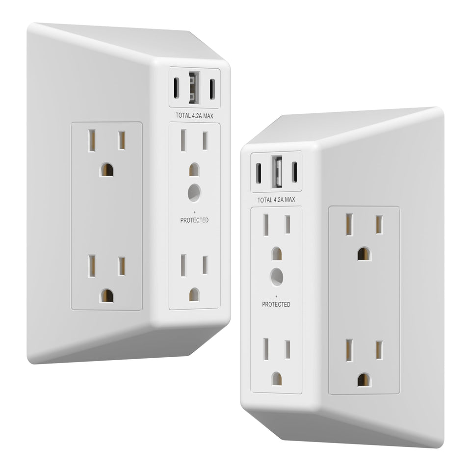LIDER front view matte white 6-outlet extender showing ports and clean design for organized charging