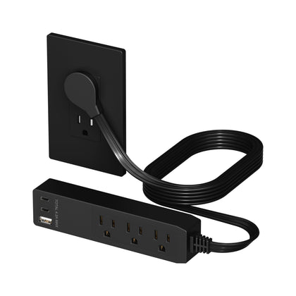 LIDER outlet extender with three-receptacles enables versatile device charging at a single outlet.