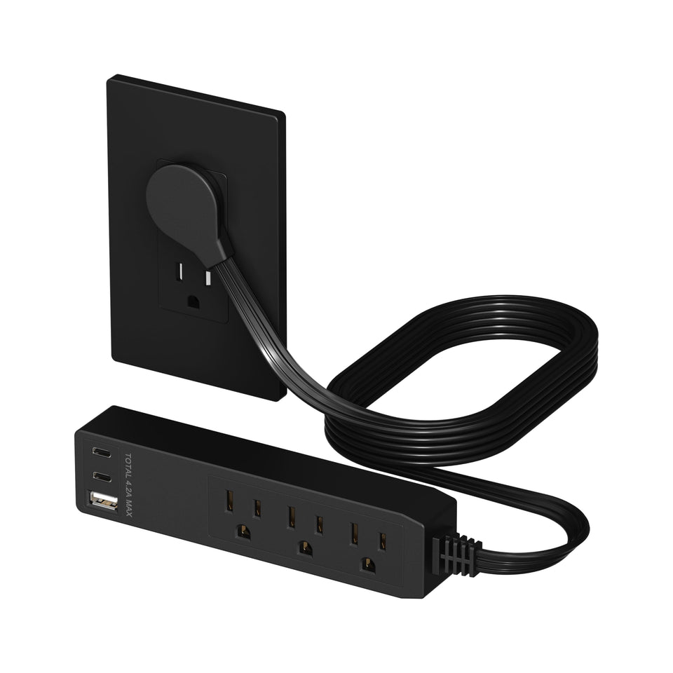 LIDER outlet extender with three-receptacles enables versatile device charging at a single outlet.