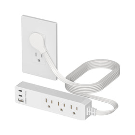 LIDER outlet extender with 3-receptacles for convenient multi-device charging.