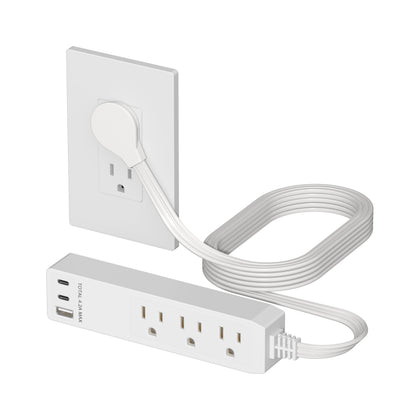LIDER outlet extender with 3-receptacles for convenient multi-device charging.