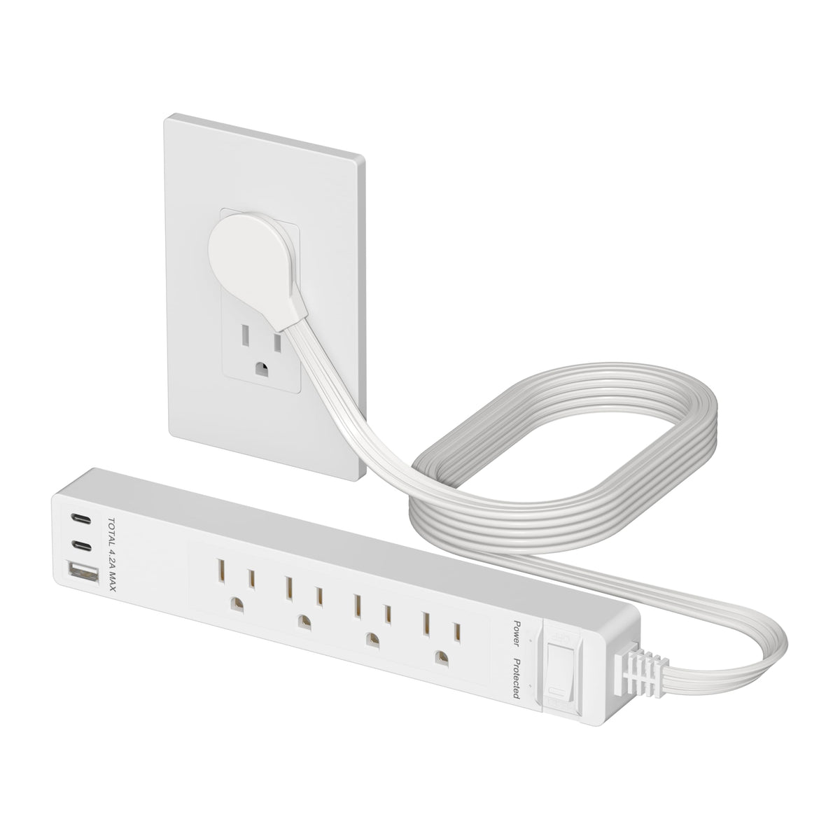 LIDER outlet extender with four receptacles and USB ports for convenient charging.