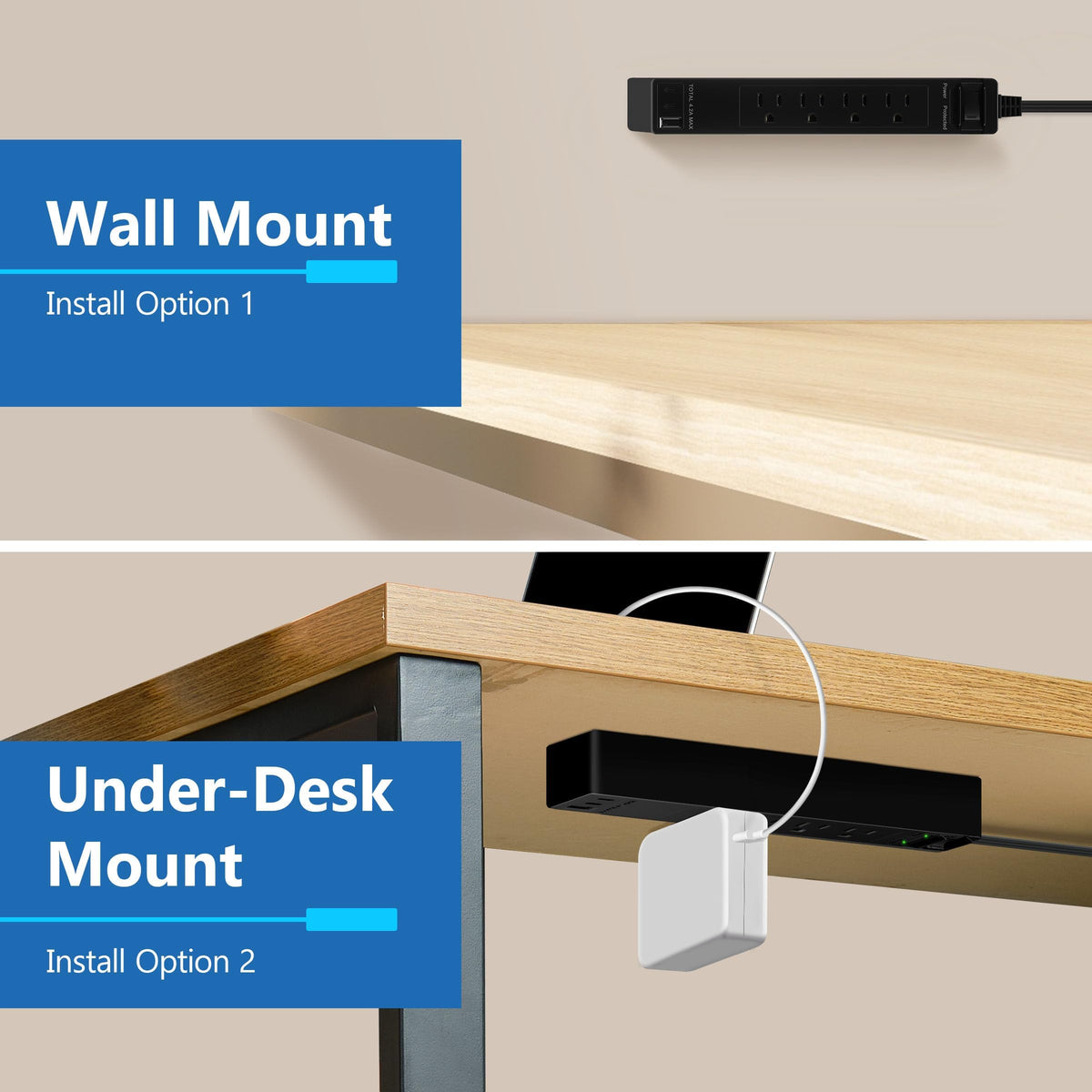 LIDER 5-foot cord provides flexible placement behind furniture or desks