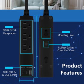 LIDER 8ft cord and grounded plug showing flexible placement away from wall