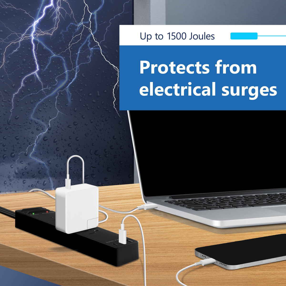 LIDER flat-plug design at 45-degree angle keeps furniture clear and cords neat