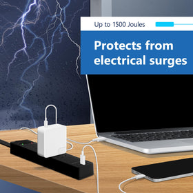 LIDER flat-plug design at 45-degree angle keeps furniture clear and cords neat