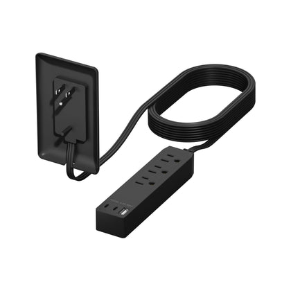 LIDER outlet extender front view showing three outlets and USB for convenient power