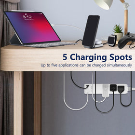 LIDER mounted behind dresser illustrating regained outlet access and tidy setup