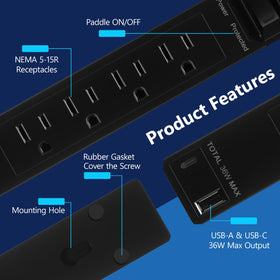 LIDER close-up of USB-A, USB-C PD port and on/off switch for control