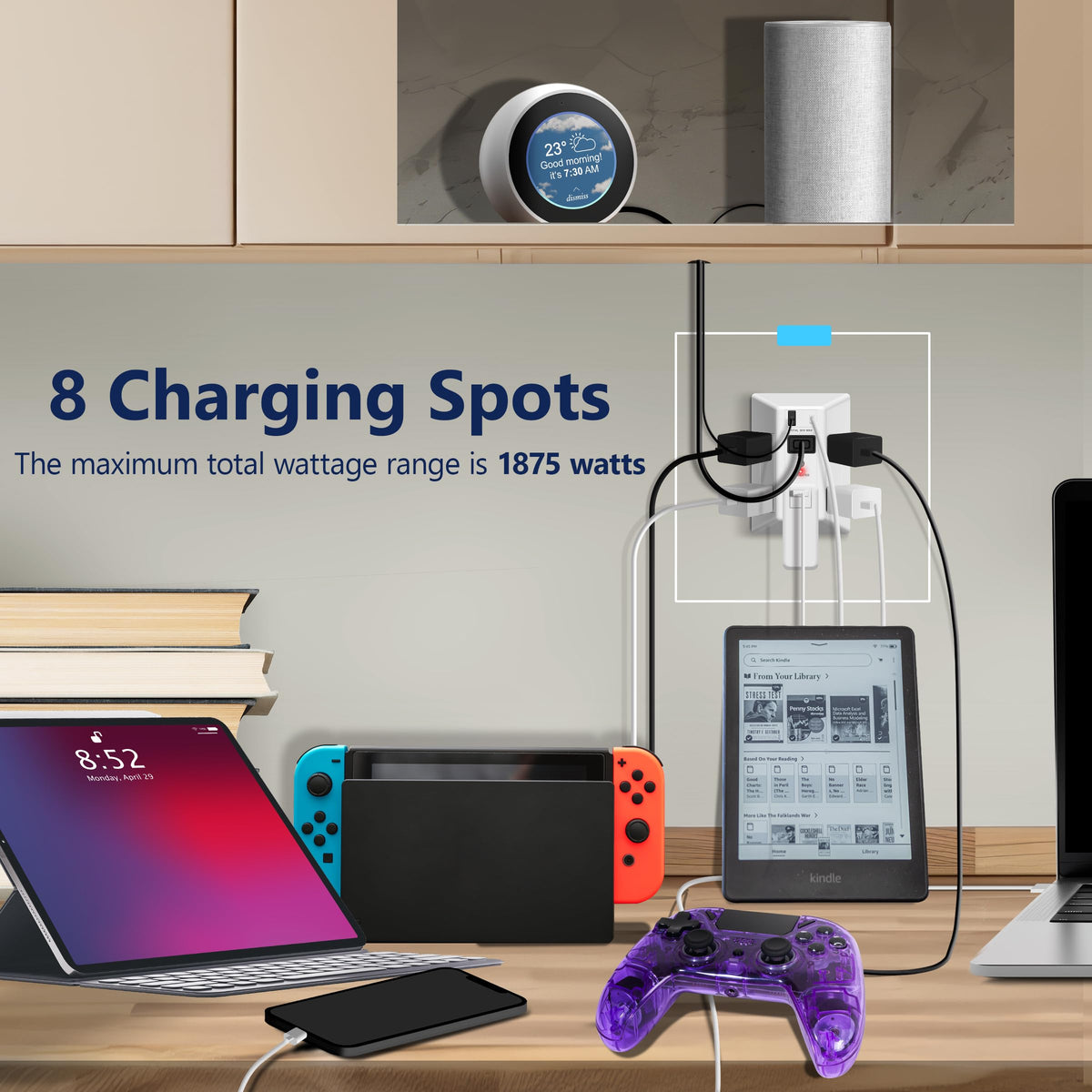 LIDER closeup of USB-C and USB-A ports for fast PD36 charging