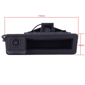 Installed LIEBMAYA handle camera on BMW trunk demonstrating restored rear visibility