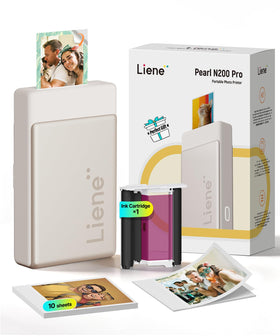 Liene Pearl N200 Pro front view highlights compact portable printer for on-the-go prints.