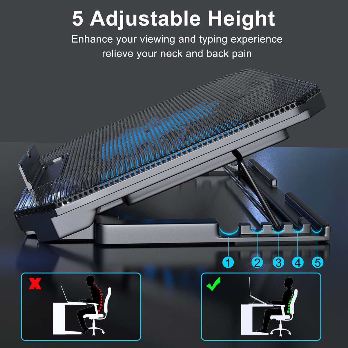 LIENS dual 5 inch fans with blue LEDs for quiet cooling