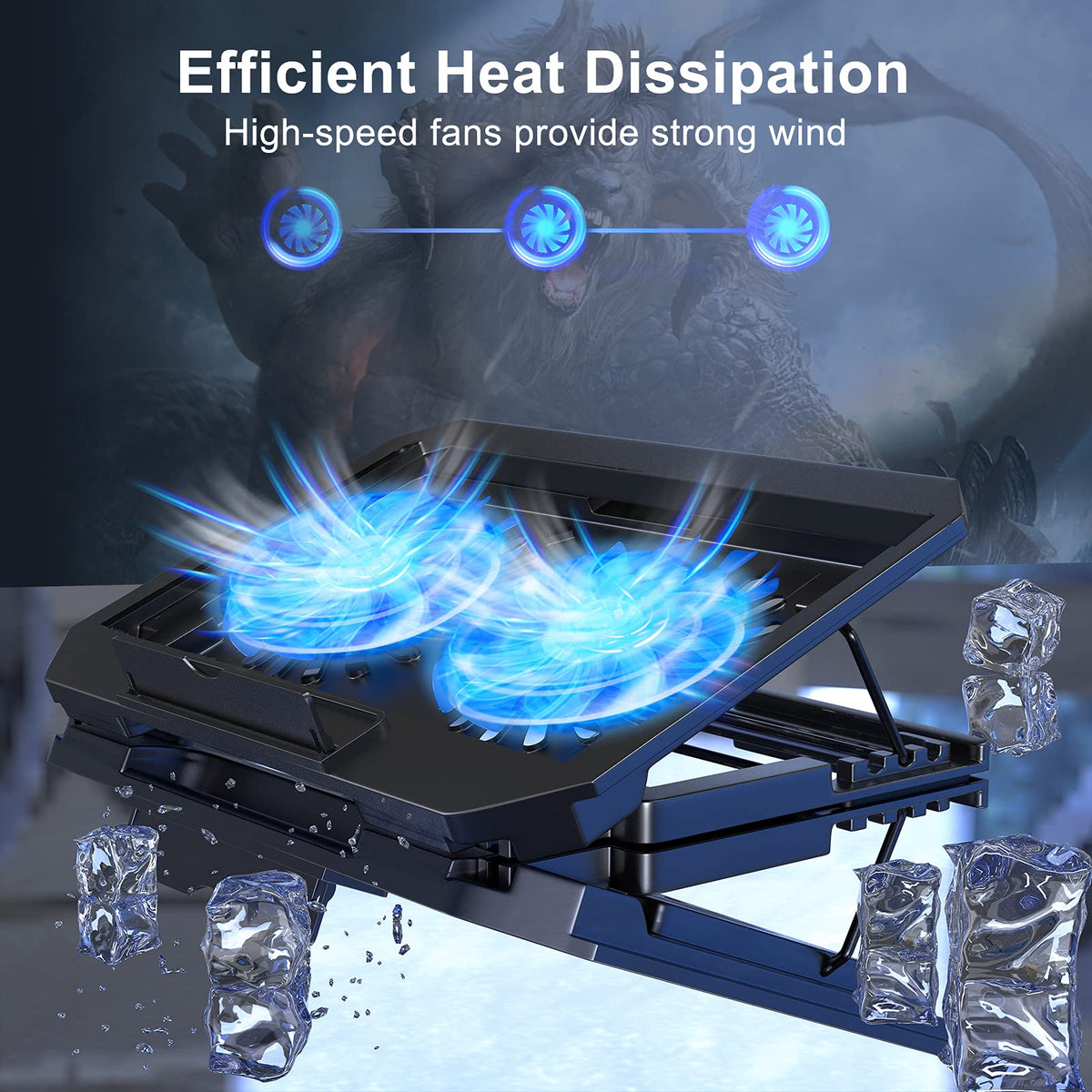 LIENS cooling pad showing height adjustment from 2.3 to 5.1 inches