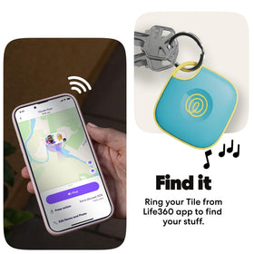 Life360 Tile attached to keys illustrating quick attachment and everyday convenience