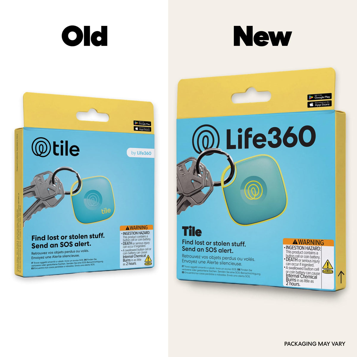 Life360 Tile close-up button detail highlighting easy-press phone finding benefit