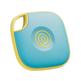 Life360 Tile front view aqua lemon showing compact tracker and clear design benefit