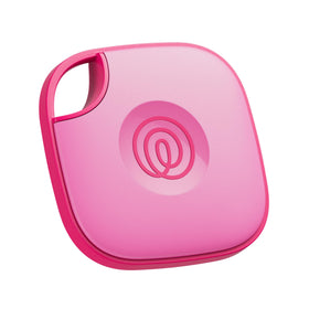 Life360 Tile front packaging in Pink Punch showing compact tracker and benefit locating items