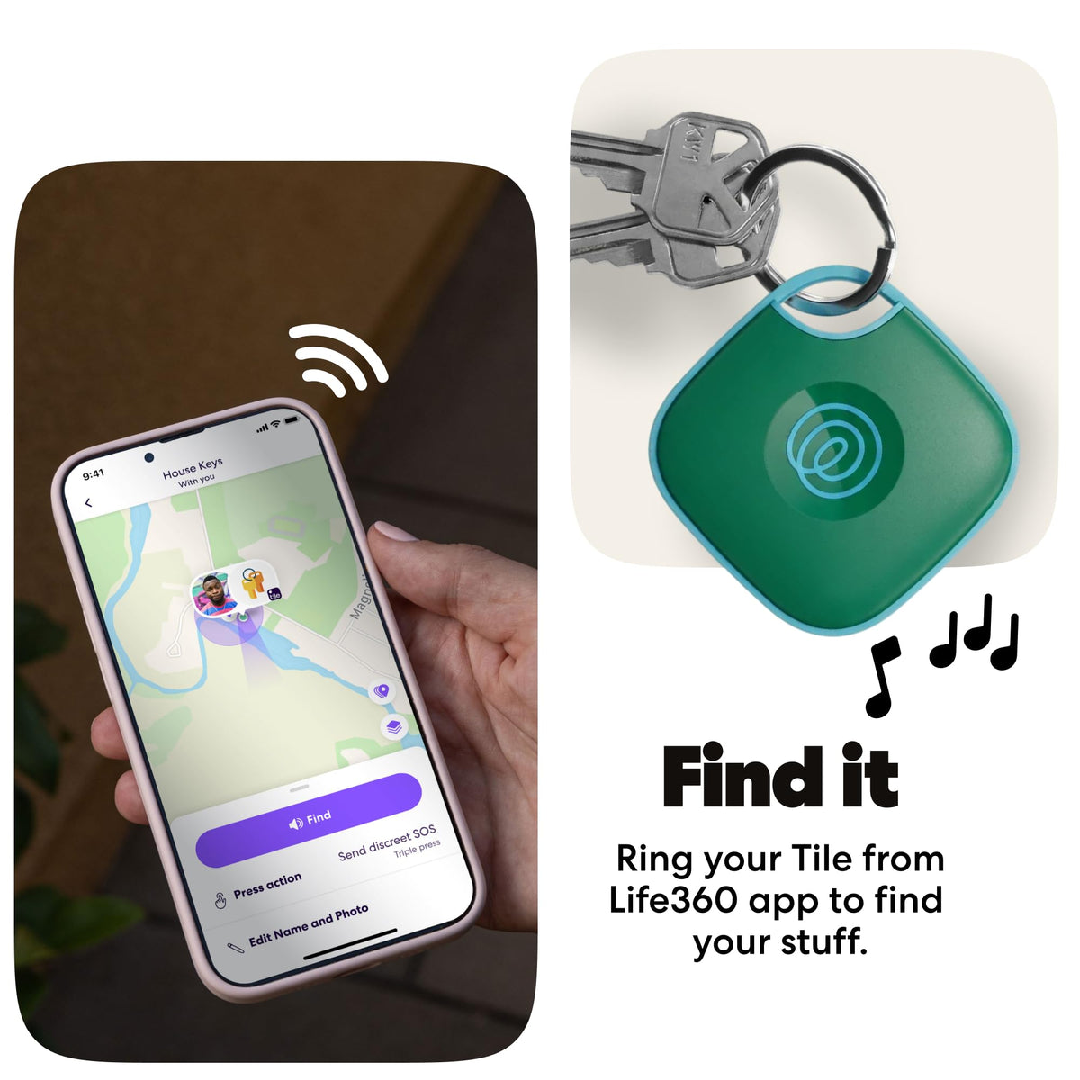 Life360 Tile tucked in backpack pocket, discreet tracking for travel and school bags